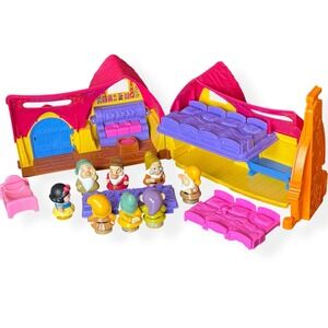 Fisher Price Little People Disney Snow White Cottage 7 Dwarfs Complete Works